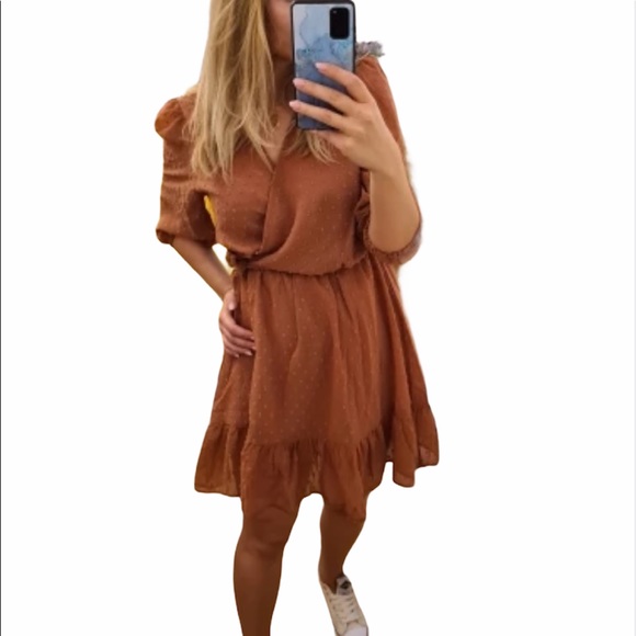 Swiss Mesh Dot Side Tie Jumpsuit Mini Dress Mauve - Picture 16 of 16